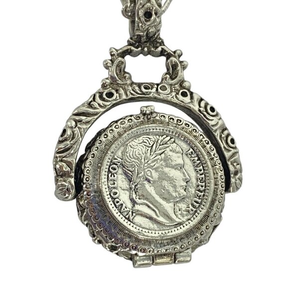 Goldette Hieroglyphic VTG Locket Spinner Pendent Fob - Picture 3 of 11